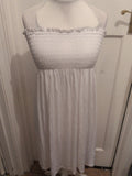 14 White Bubble hem Sleeveless Strapless Dress