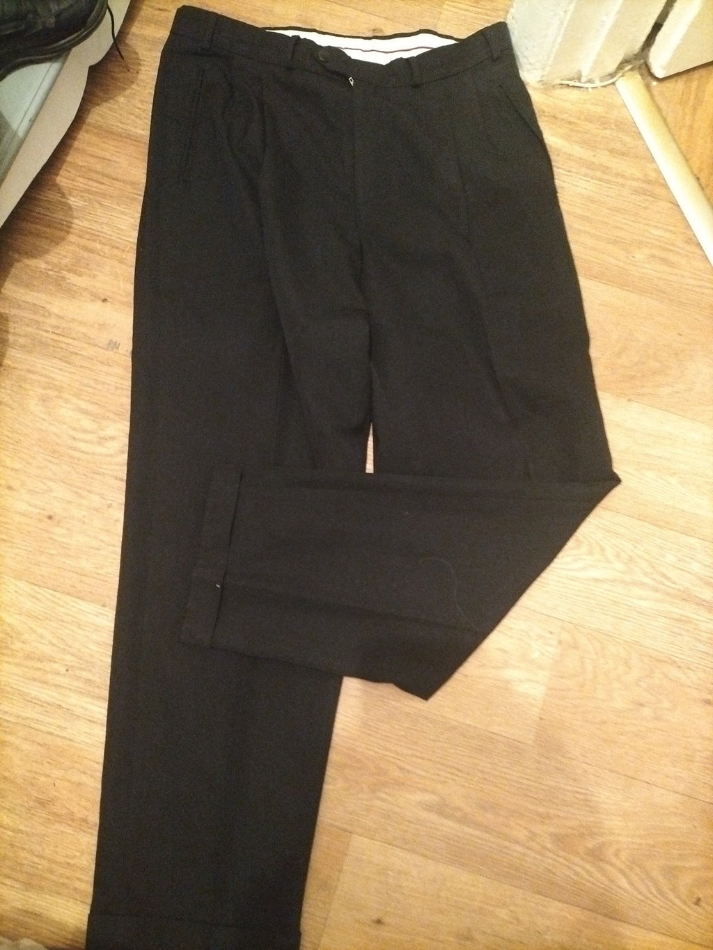 Mens Bhs Size 38/33 Black Smart Trousers