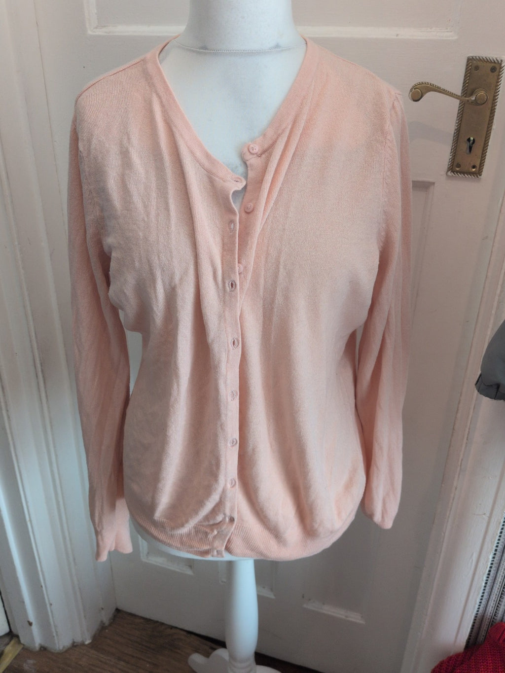 Bonmarche 22 Pale Pink Buttoned Long Sleeve Cardigan
