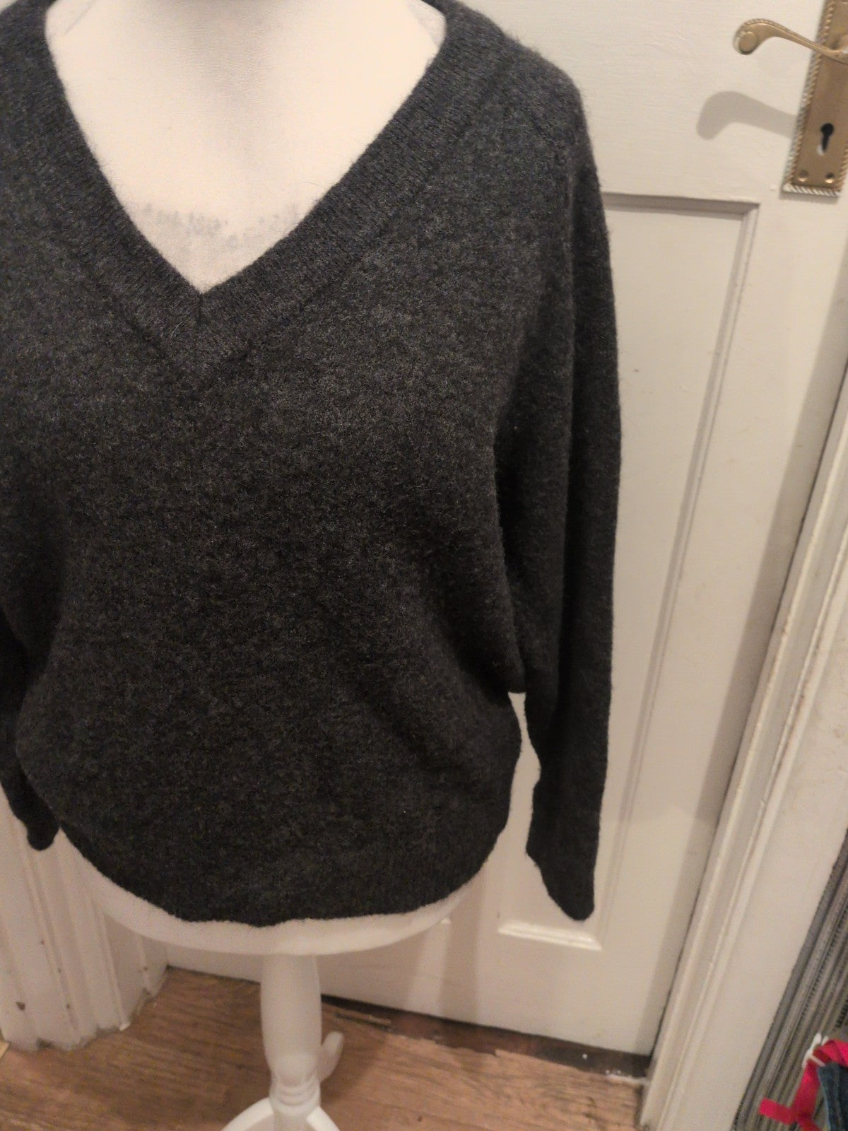Ladies Selected Femme Size Large V Neck Dark Grey Jumper