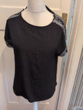 Apricot 12 Black With Silver Shoulders Short Sleeve Blouse(Some Missing)
