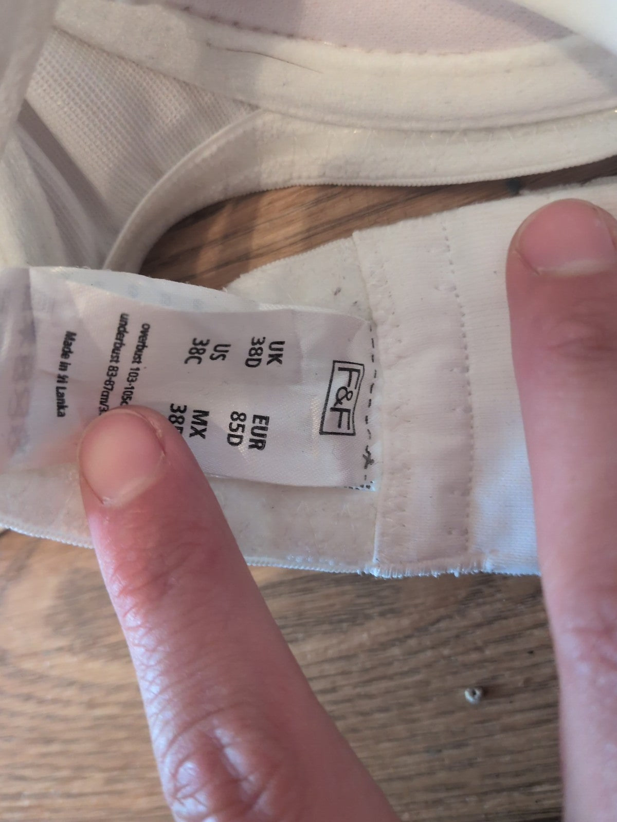 F&F 38D White Padded And Wired Bra