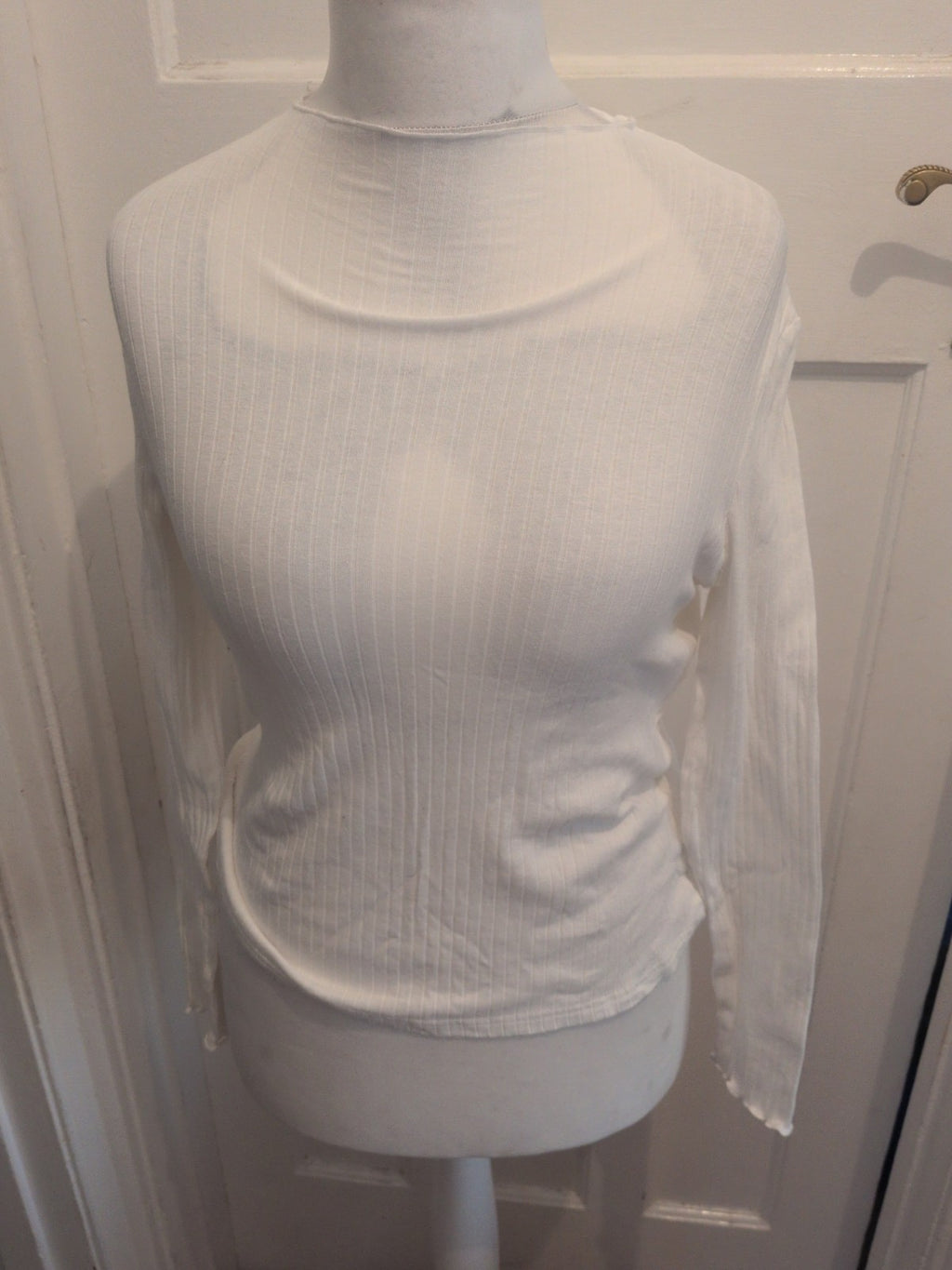 Shein Large White Scollopped Hems Long Sleeve Blouse