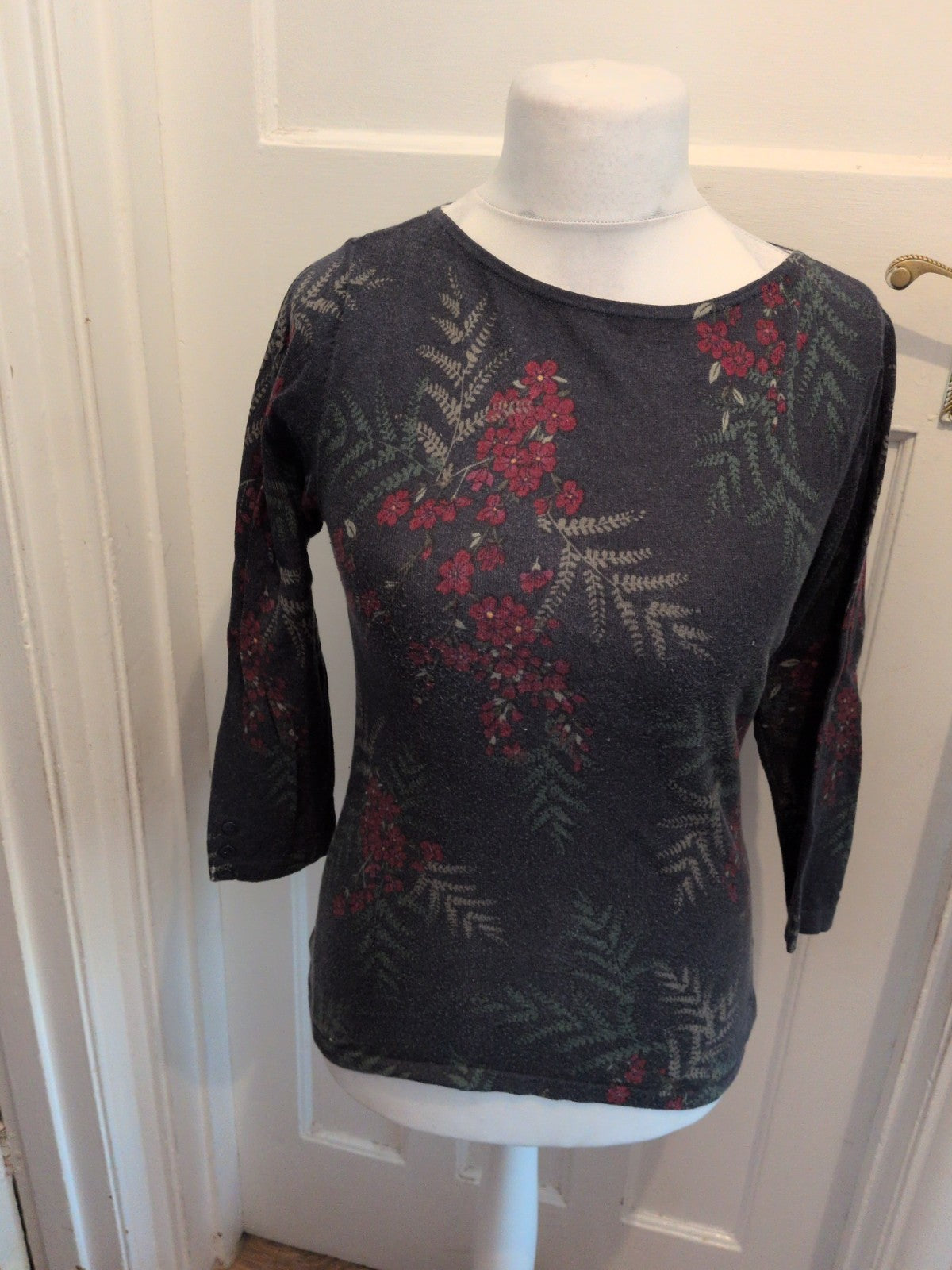 Next 10 Flower Navy Long Sleeve Lightweight Jumper