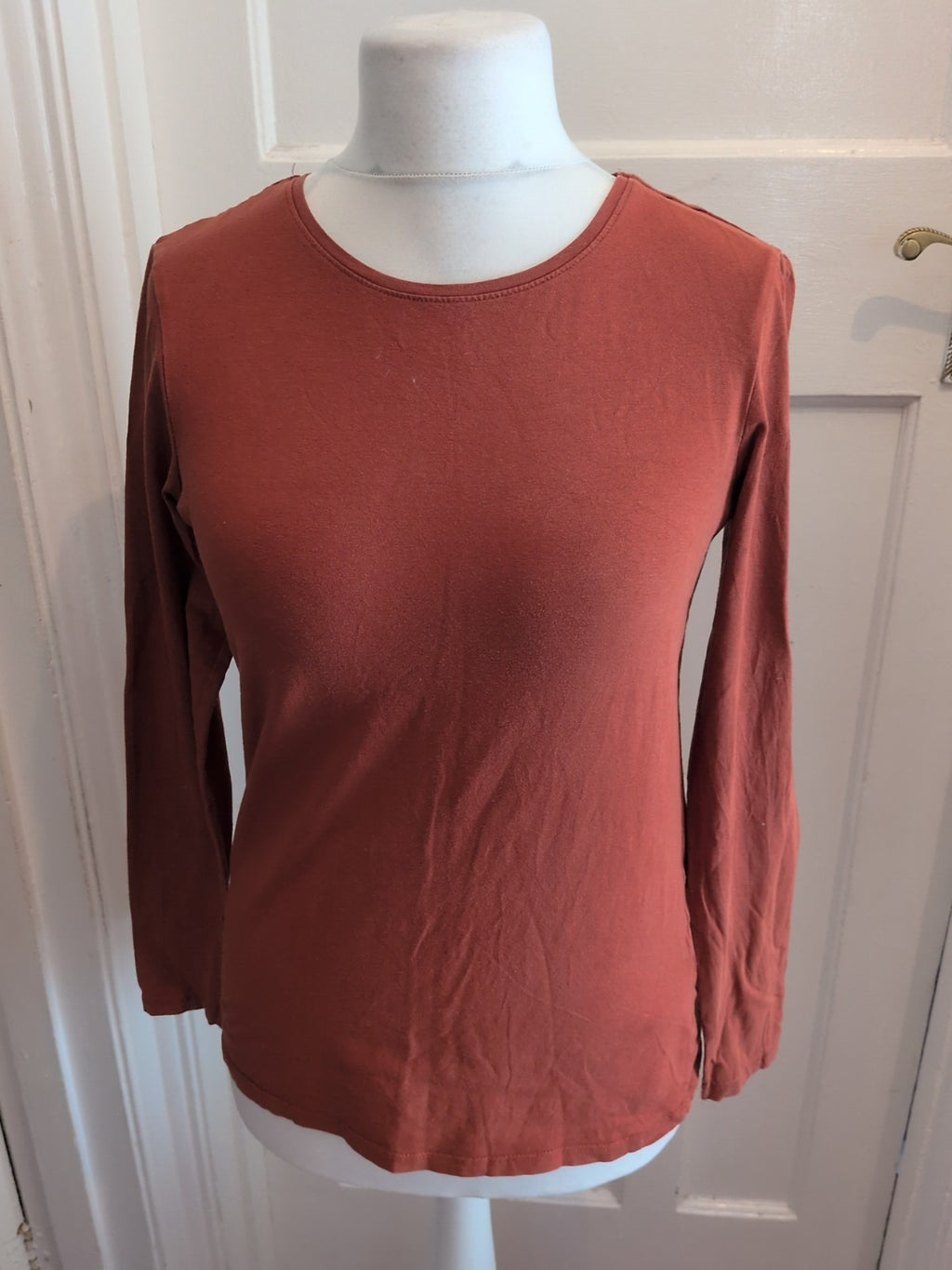 Primark 14-16 Rust Stretch Crew Long Sleeve T-shirt