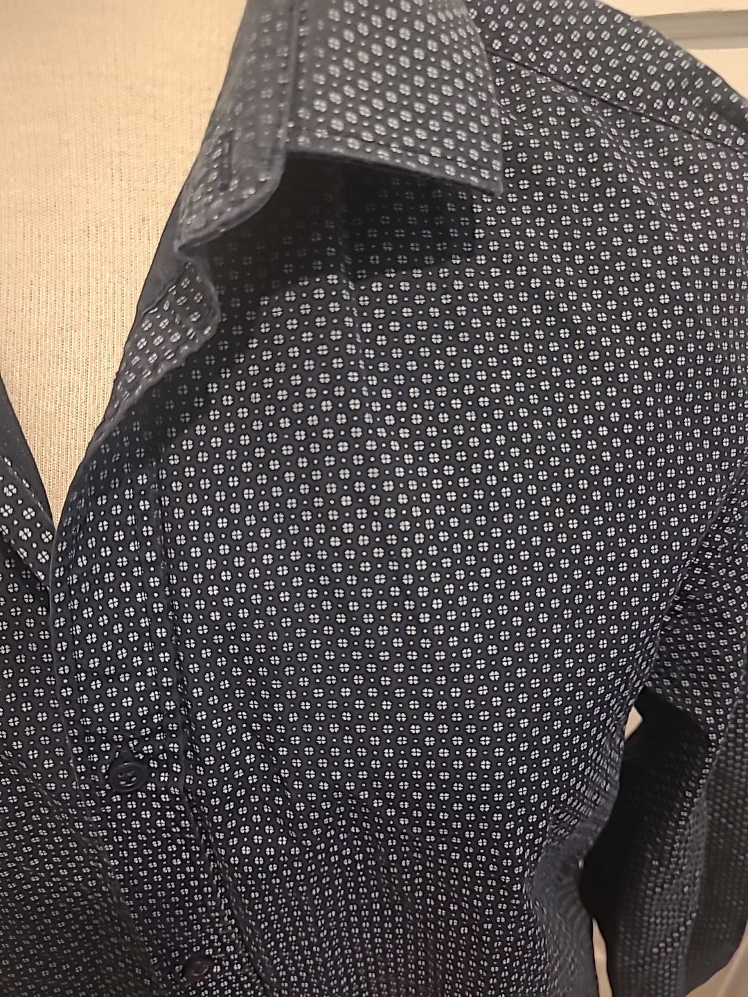 Mens George Size 16" Black And White Patterned Long Sleeved Shirt