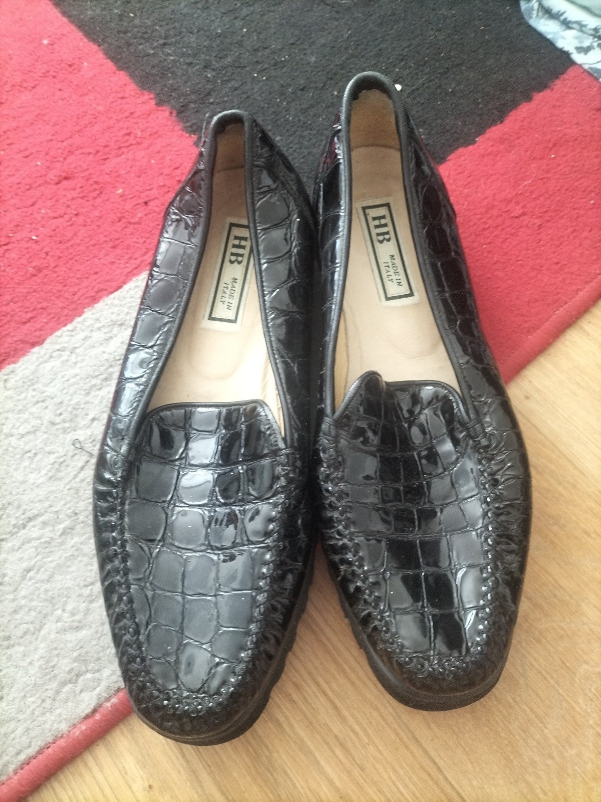 HB Euro 40 Black Pattern Close Toe Casual Shoes