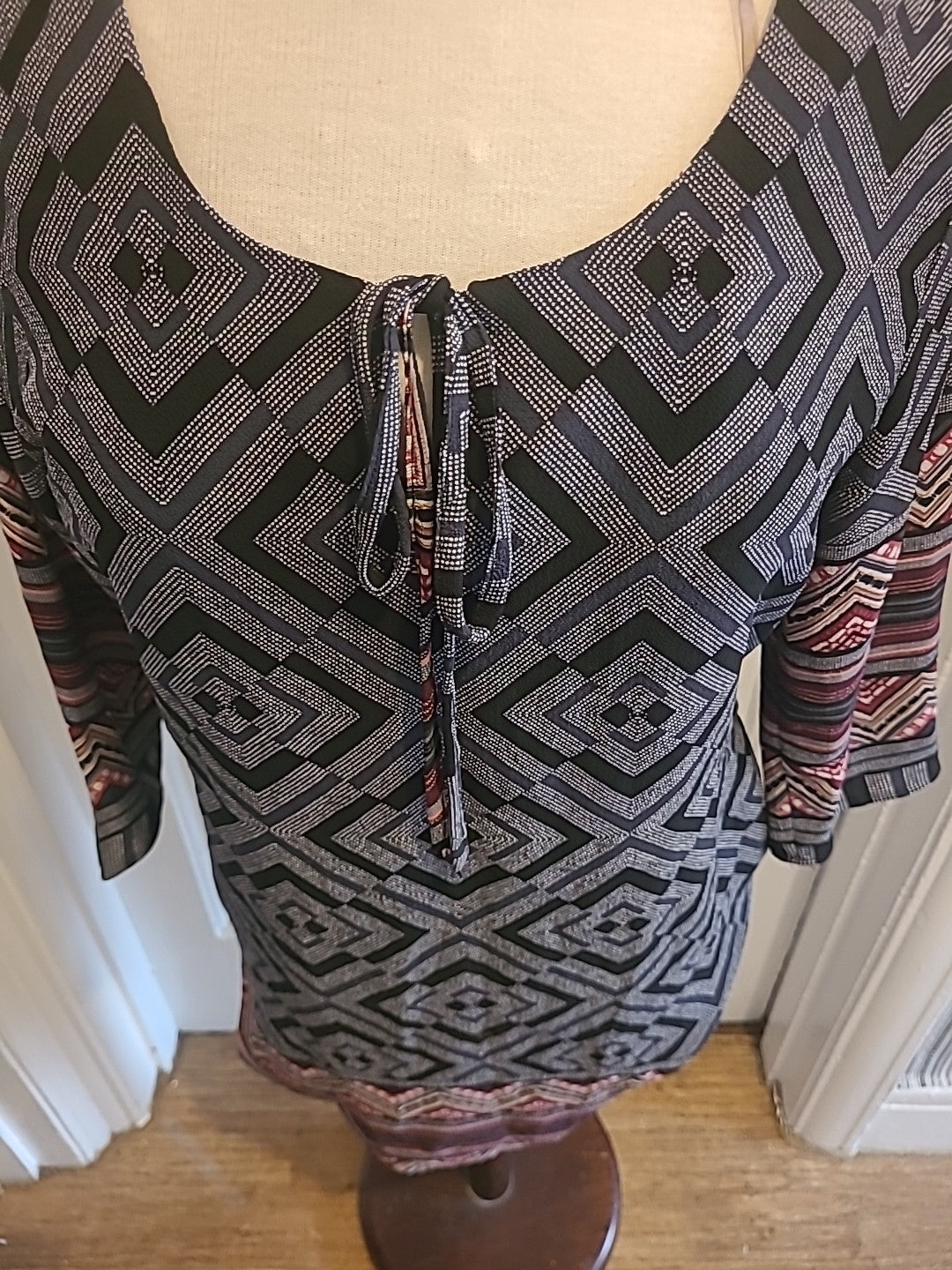 Ladies Stella Morgan Size 12 Grey Black Detailed Dress