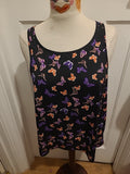 Ladies Sleeveless Top Atmosphere Size 12 Black / Pink Butterflies
