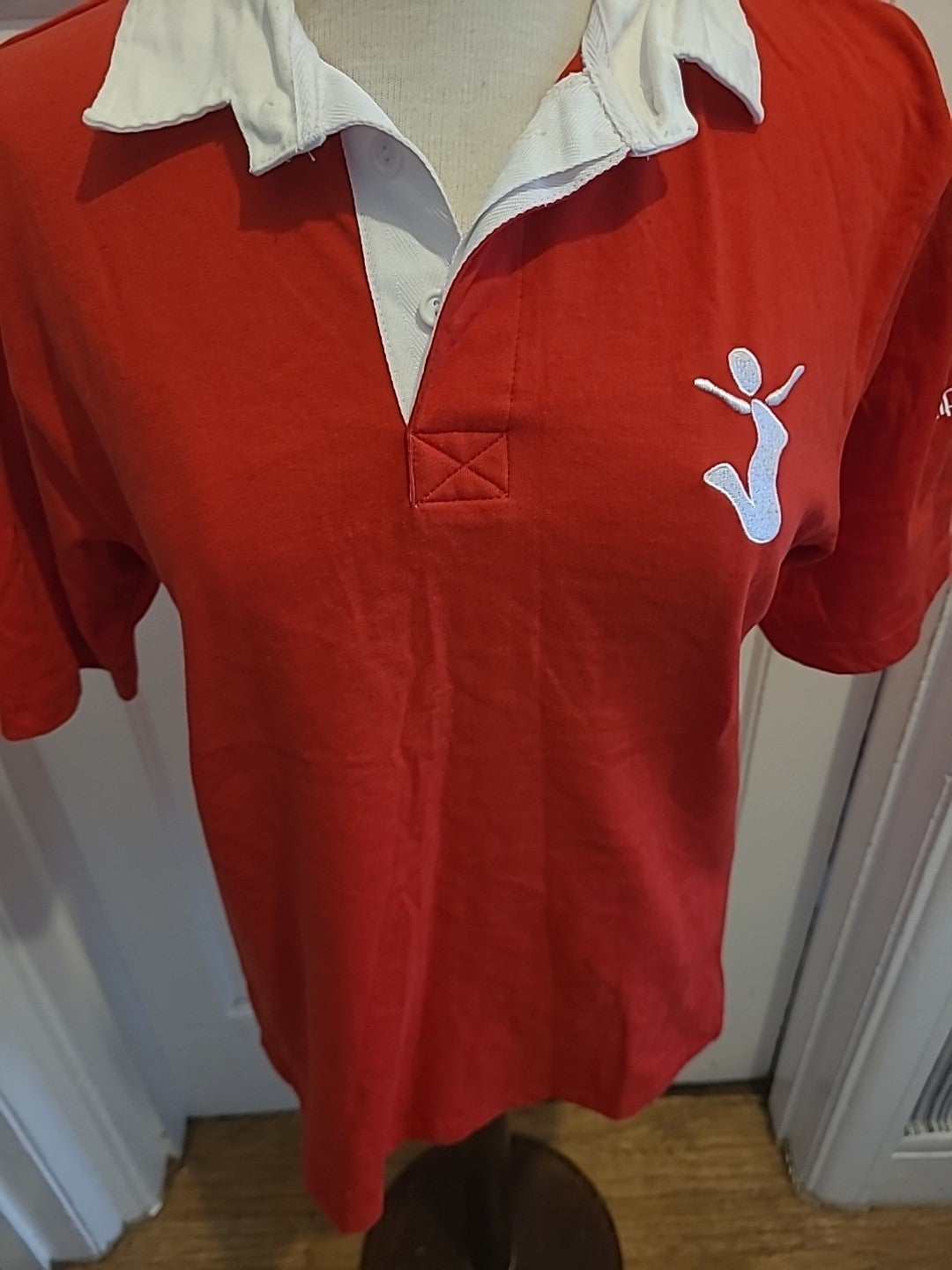 Mens Bruntwood Size XS Red With White Trim Short Sleeved Polo