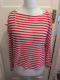 Medium Red And White Stripe Stretchy Long Sleeve Top
