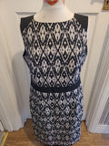 Ladies Bhs Size 16 Beige/Black Sleeveless Lined Dress