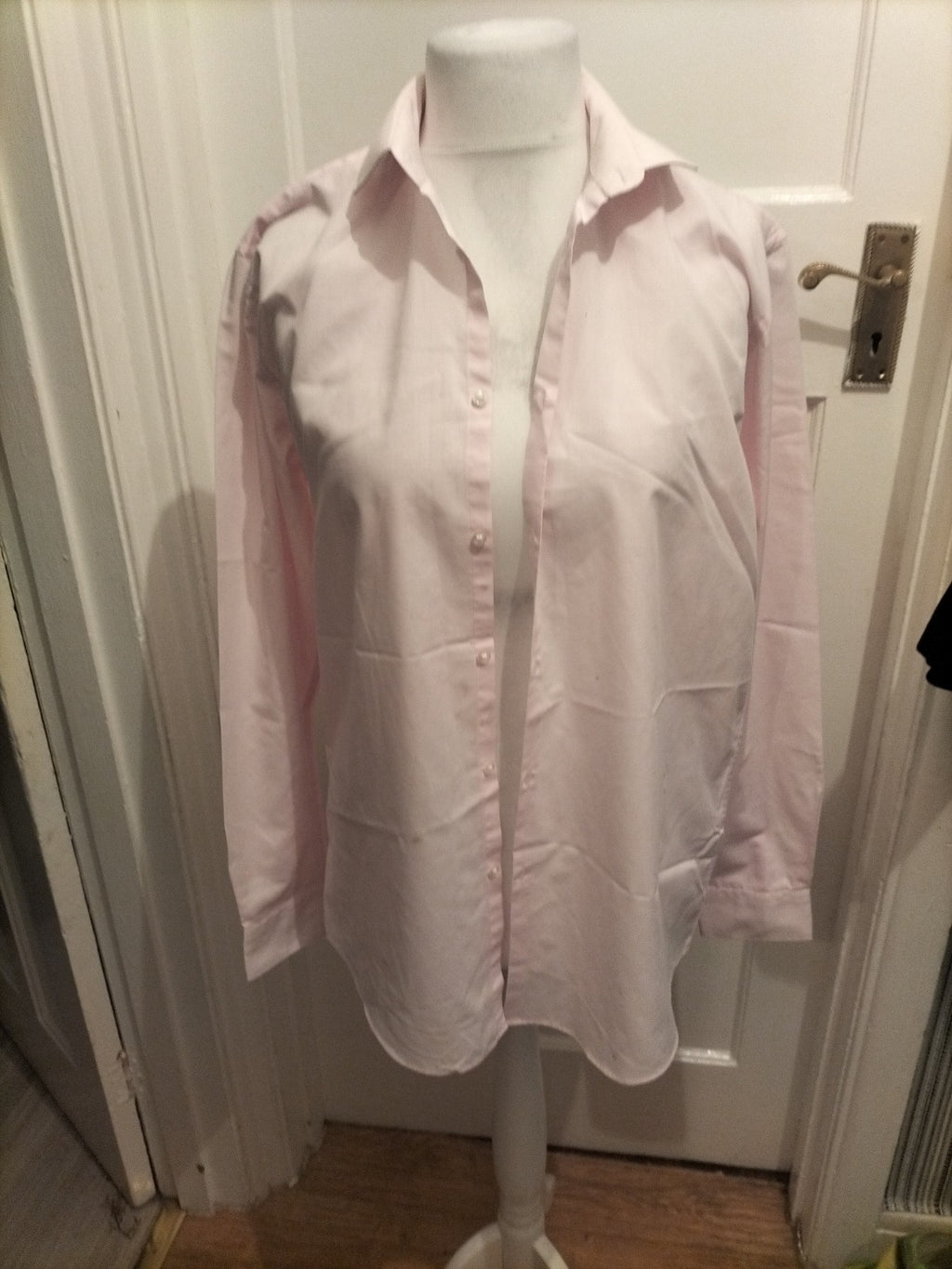 Mens Primark Size 16" Reg Fit Pale Pink Shirt Long Sleeved