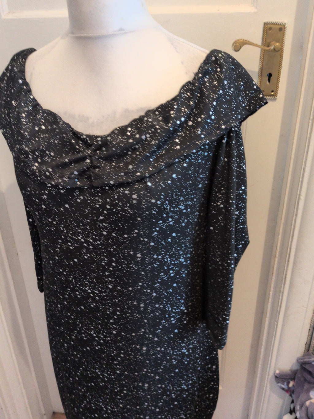Ladies Shein XL Curve Silver And Black Speckle Long Sleeve Dress