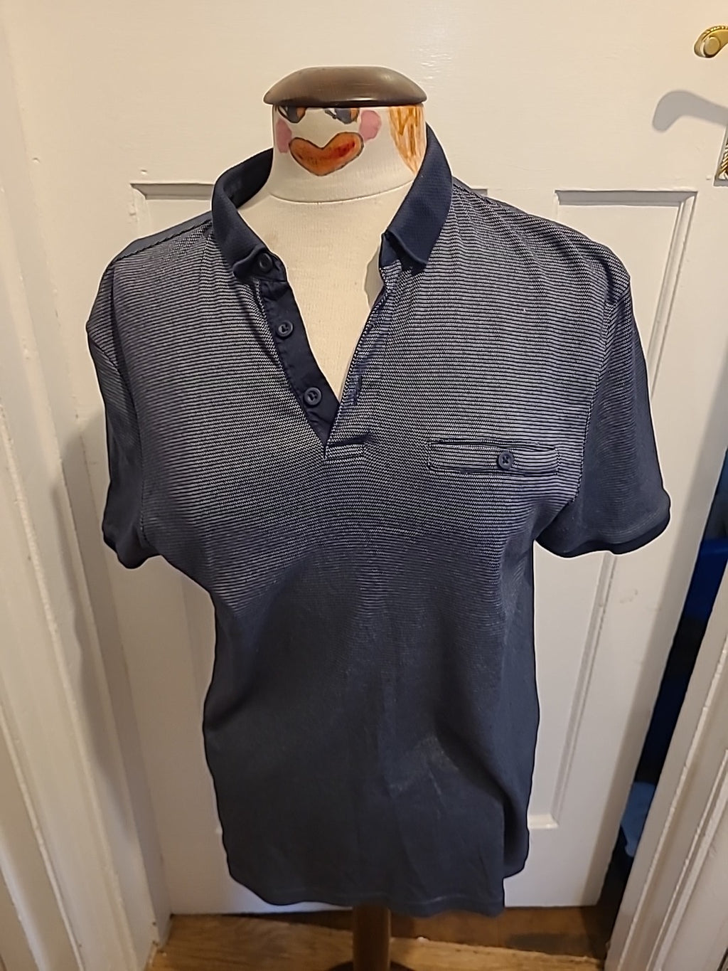 Mens Tu Size Small Navy And White Polo Shirt