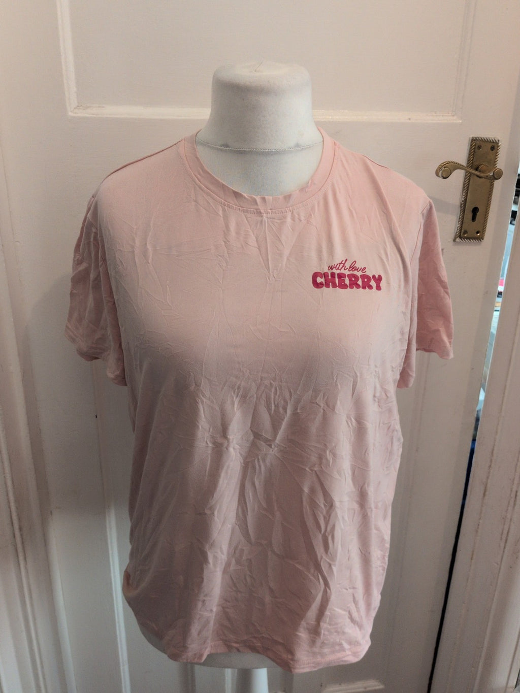 Large Pink And Red With Love Cherry Short Sleeve T-shirt
