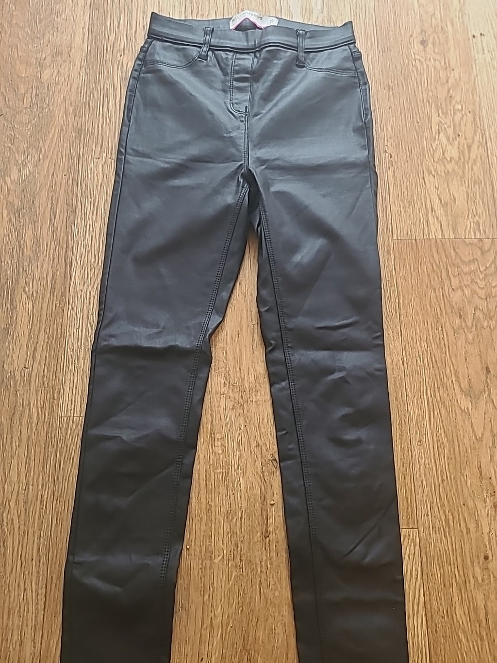 Ladies Next Size 6R Black Pleather Pull Up Leggings Mid Rise