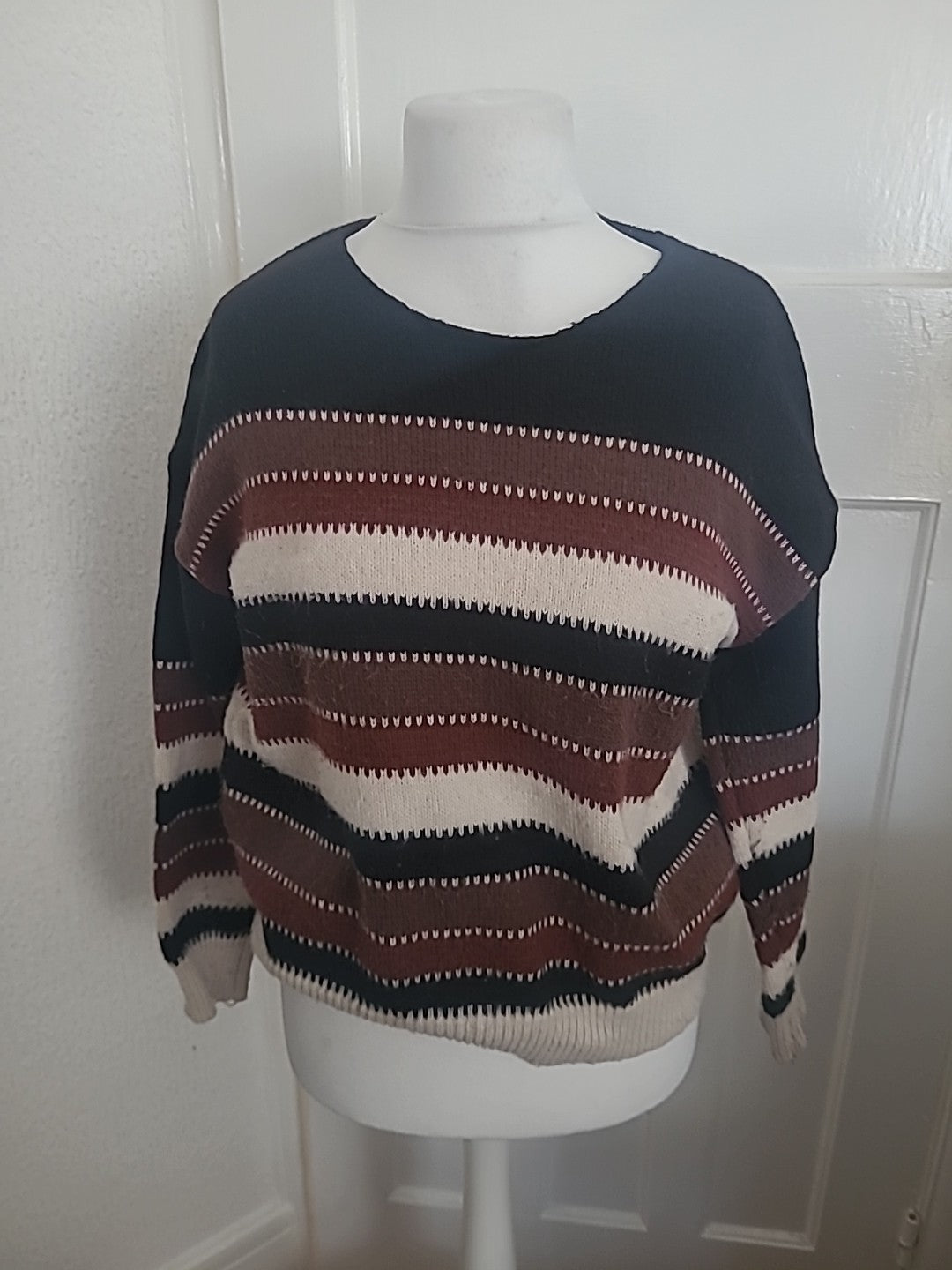XL Brown/Black/White Pullover Jumper