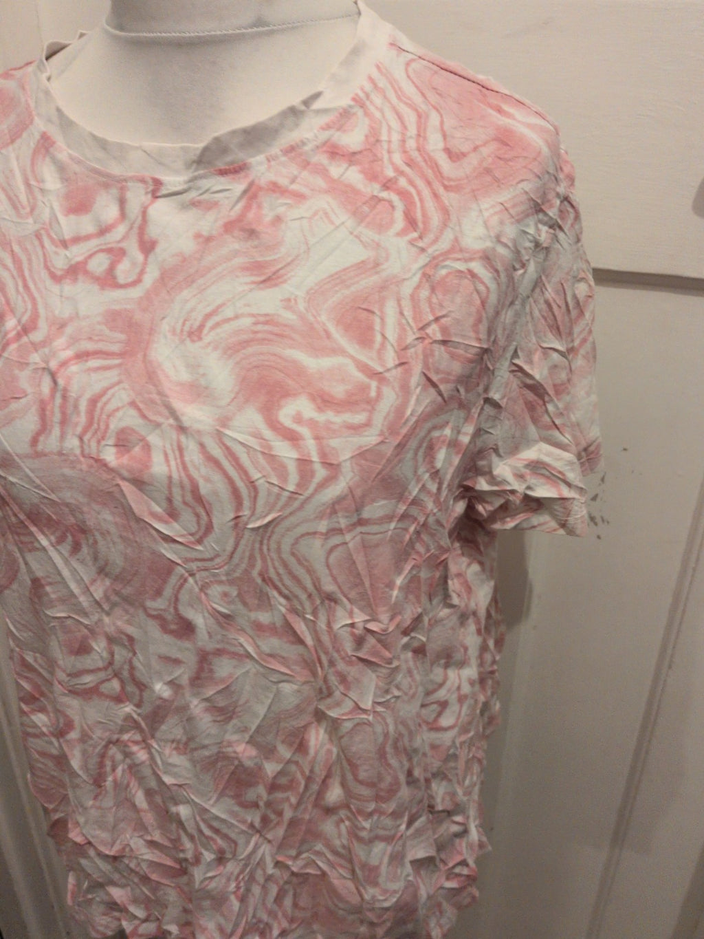 Primark 2XL Pink And White Printed Short Sleeve T-shirt