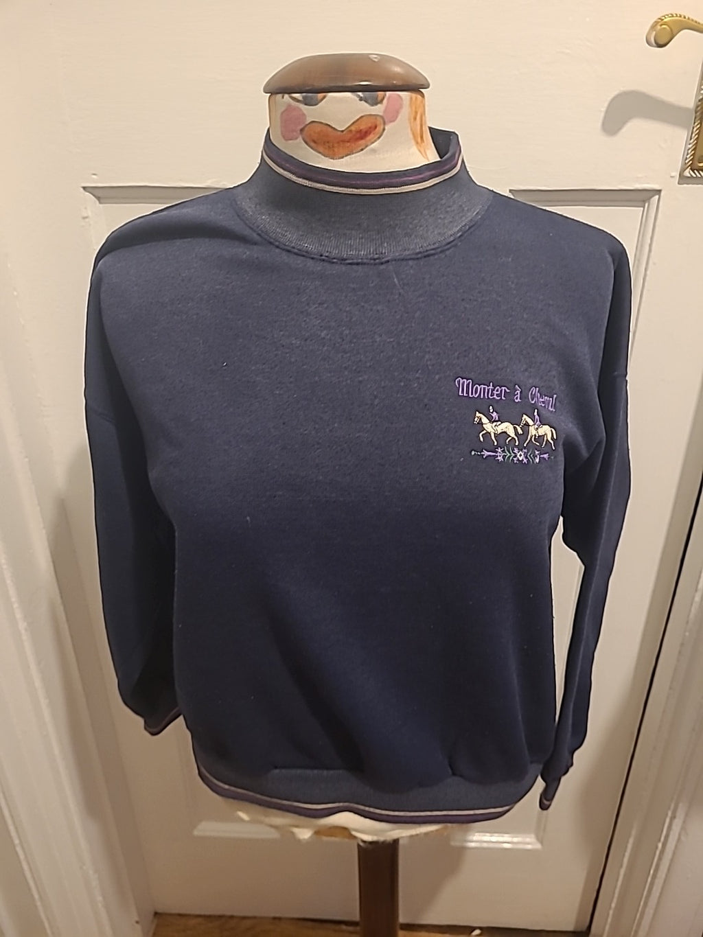 Mens Monter À Cheval One Size Navy Pullover Jumper