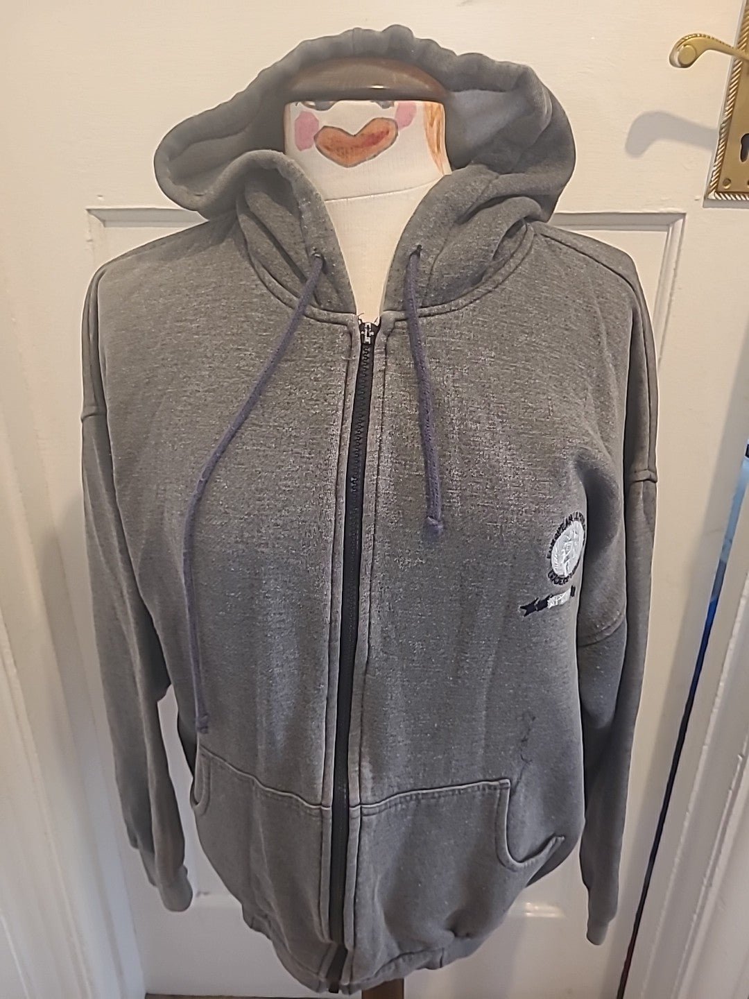 Mens Pierre Leon Size Large Grey Zip Through Hoodie