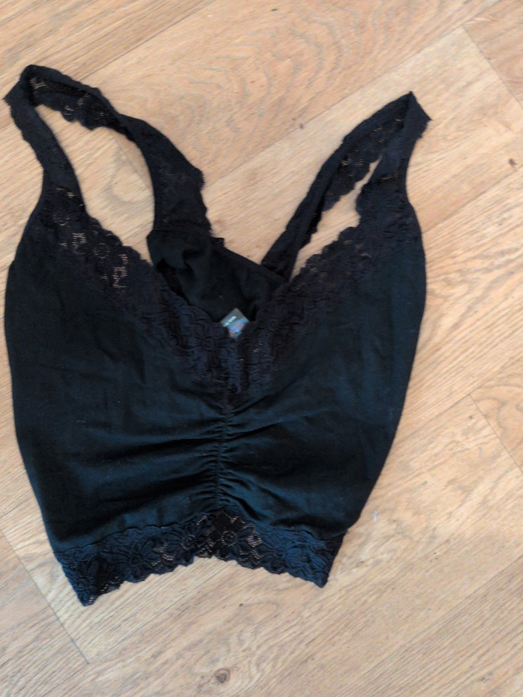 Pretty Secrets 32/34 Black Cross Cross Strap Pyjama Top