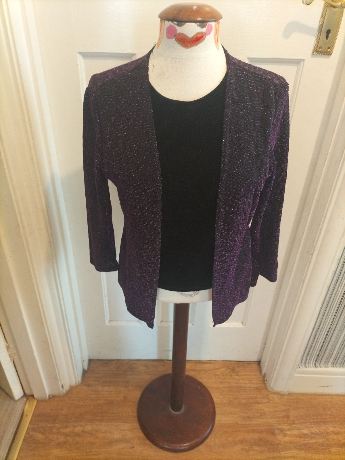 Ladies Mila Paoli Size 10 Purple Sparkle Long Sleeved Blouse