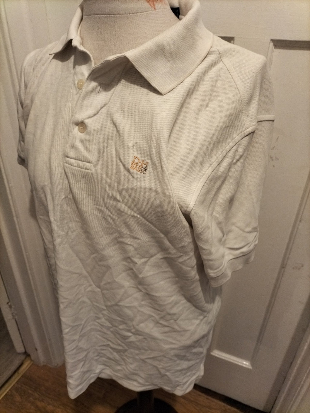 Mens Daniel Hechter Size Medium Cream Short Sleeve Polo Shirt