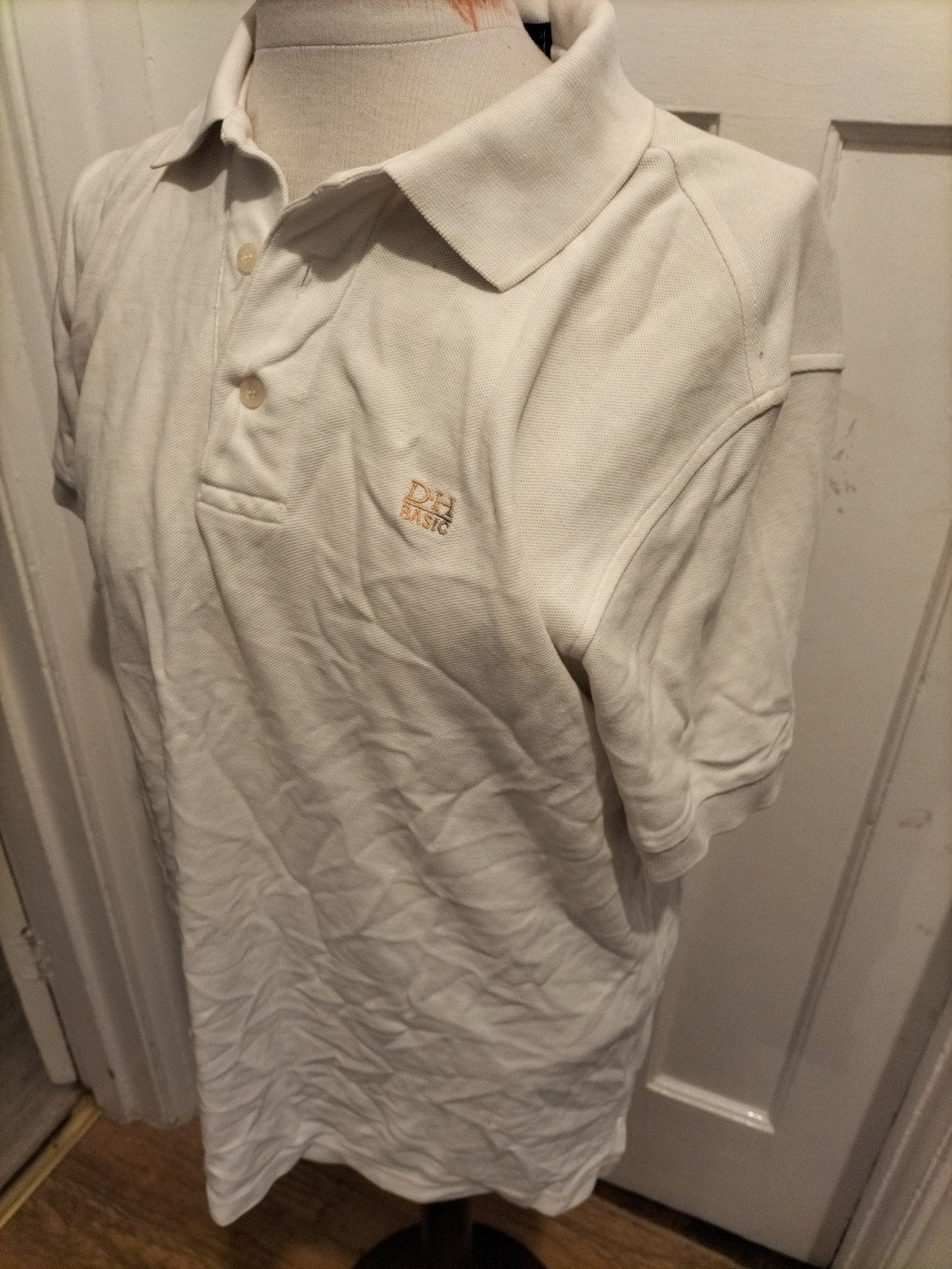 Mens Daniel Hechter Size Medium Cream Short Sleeve Polo Shirt