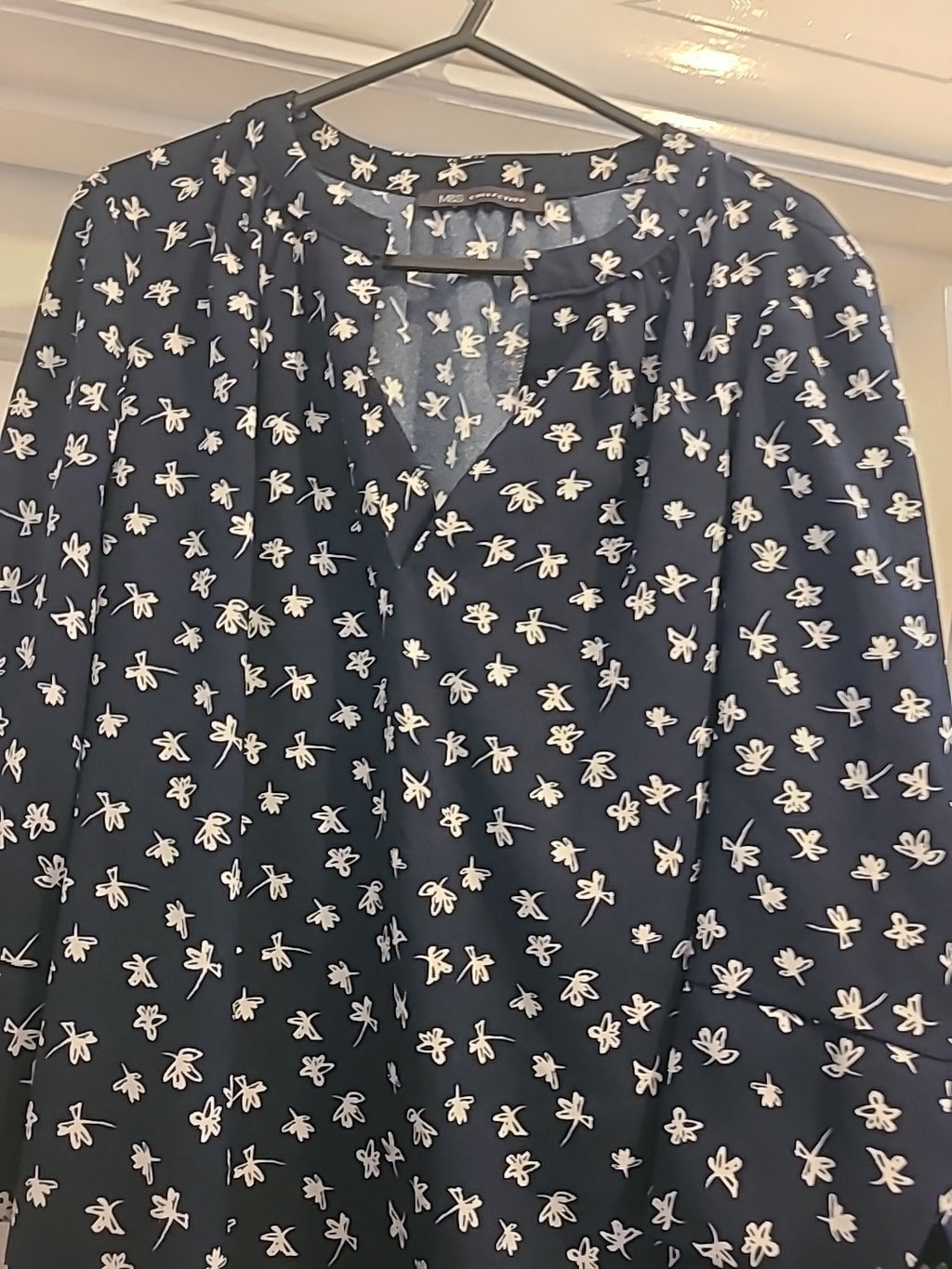 Ladies Marks And Spencer Size 6 Navy White Mid Sleeved Dress