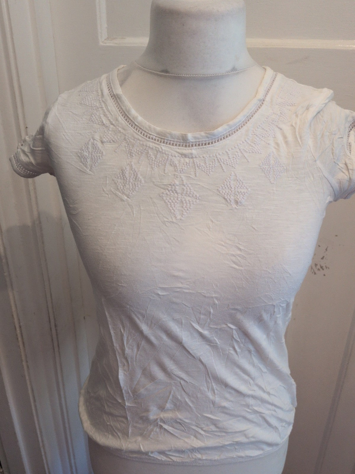 Next Essentials 8 White Embroidery Short Sleeve T-shirt