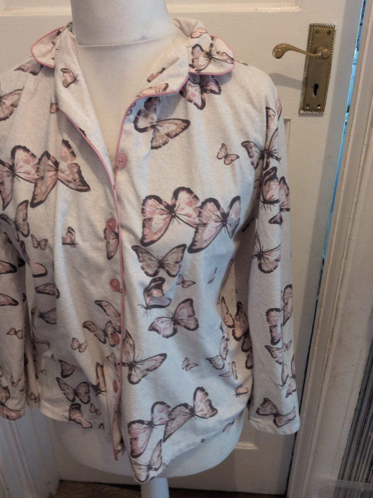 Ladies Peacocks 10-12 Butterfly Long Sleeve Pyjama Top