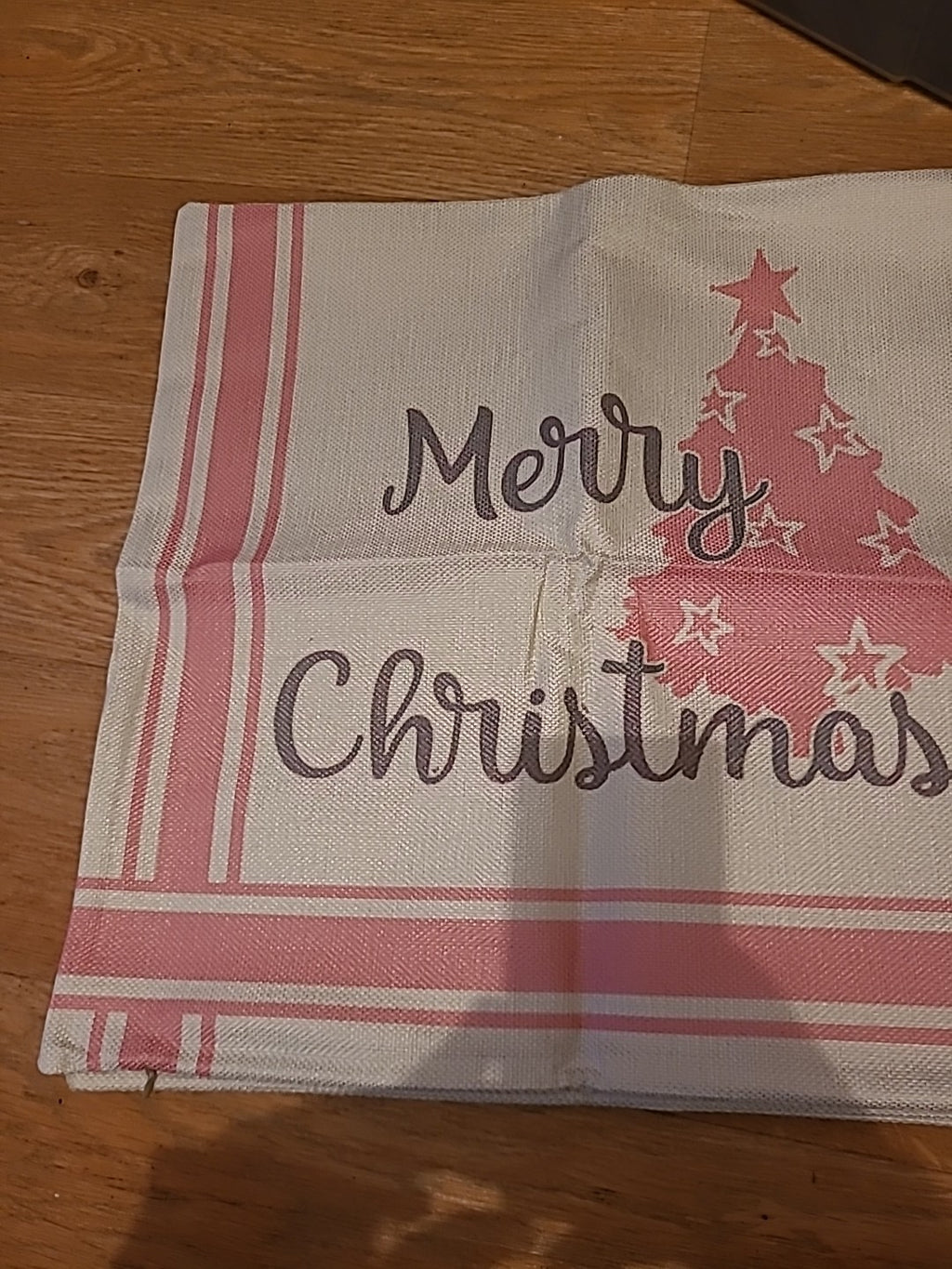 Brand New Pink And White Christmas "Merry Christmas" Cushion Covers Set Of 3