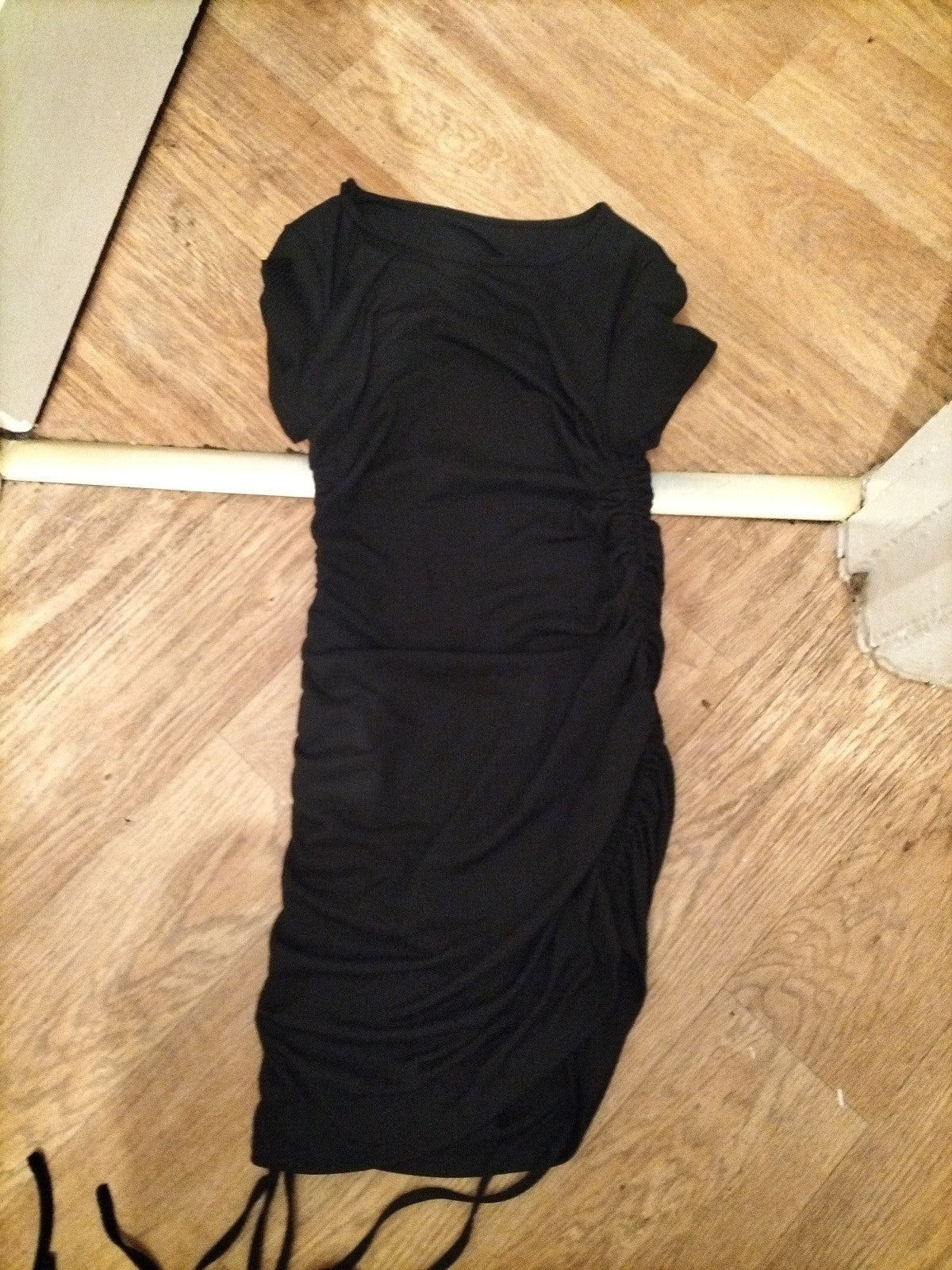 Ladies Shein Size M Black Short Sleeved Ruched Dress
