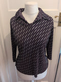 EWM Small Purple And Silver Long Sleeve Collared Blouse