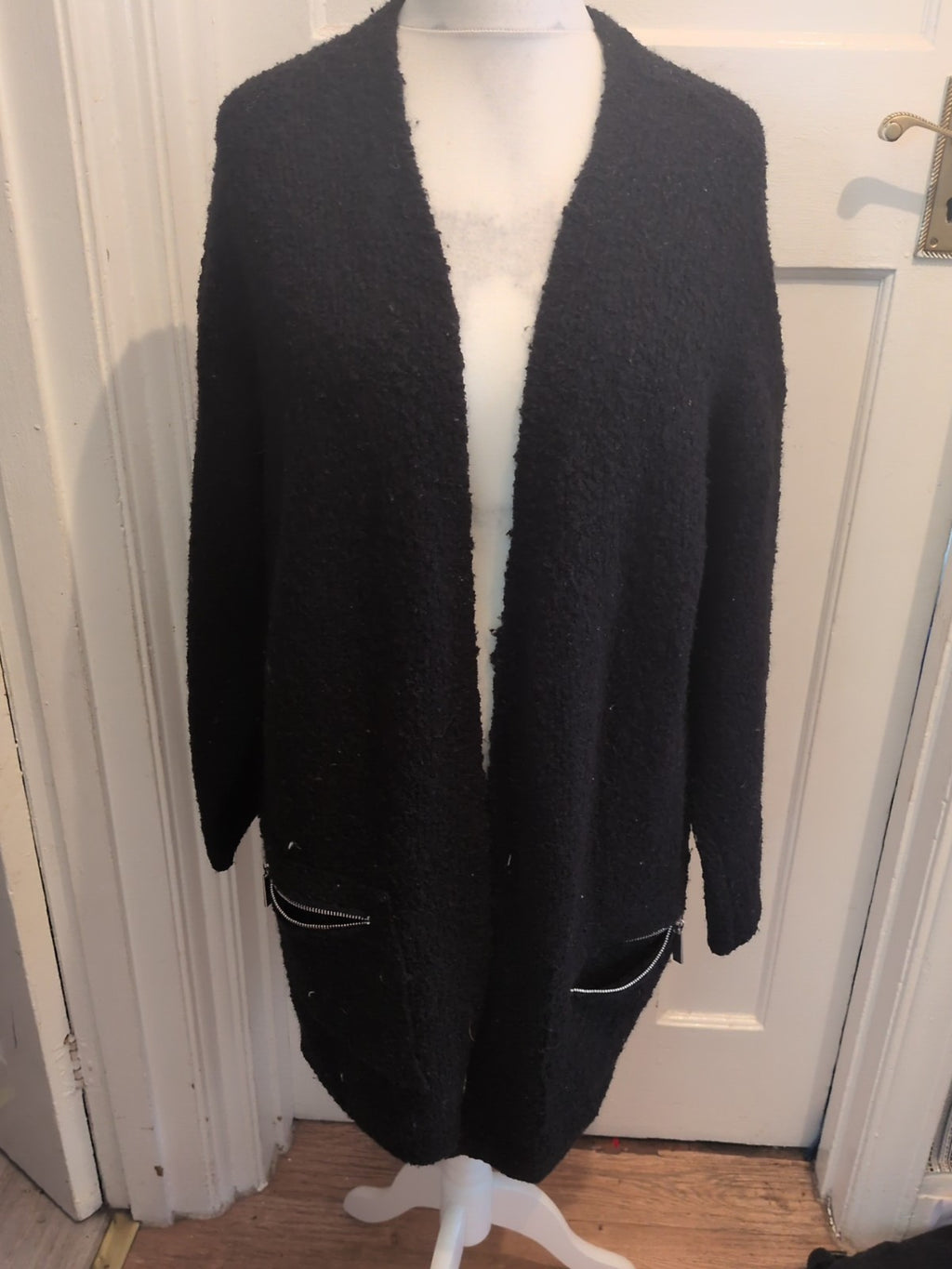 F&F 18 Black Longline Open Cardigan Knit