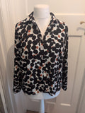 Tu 14 Brown Black White Long Sleeve Buttoned Blouse