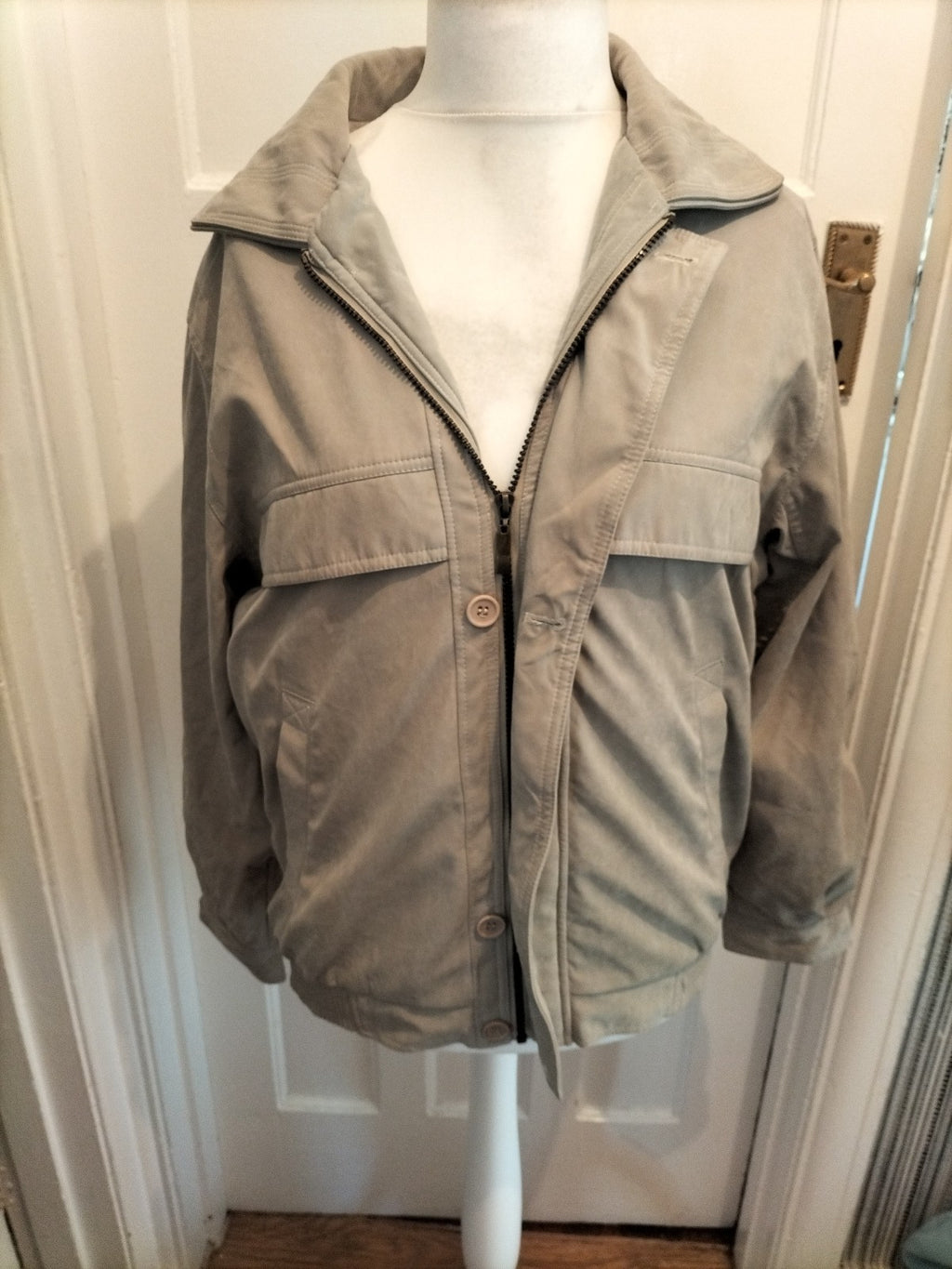 Mens Moorcroft Size M Pale Grey Lined Full Zip Jacket