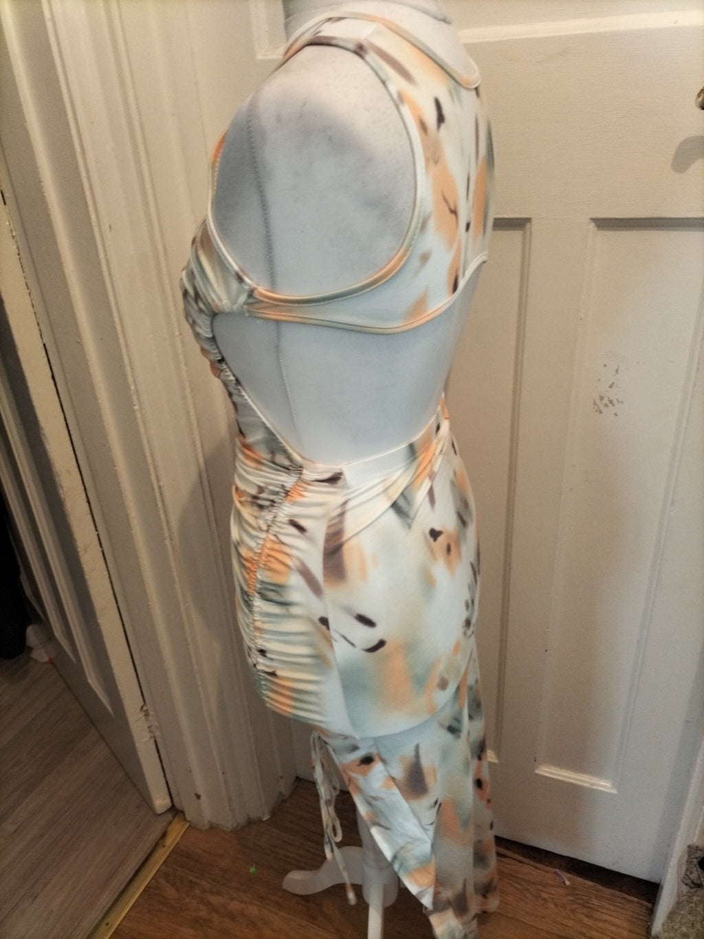 Ladies Shein Size M Yellow Dye Open Back Split Hem Dress
