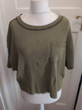 Shein Large Green Rib Short Sleeve T-shirt