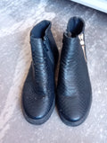 Ladies Black Ankle Boots Flat Zip Fastening Size 39 Mayline Free Delivery