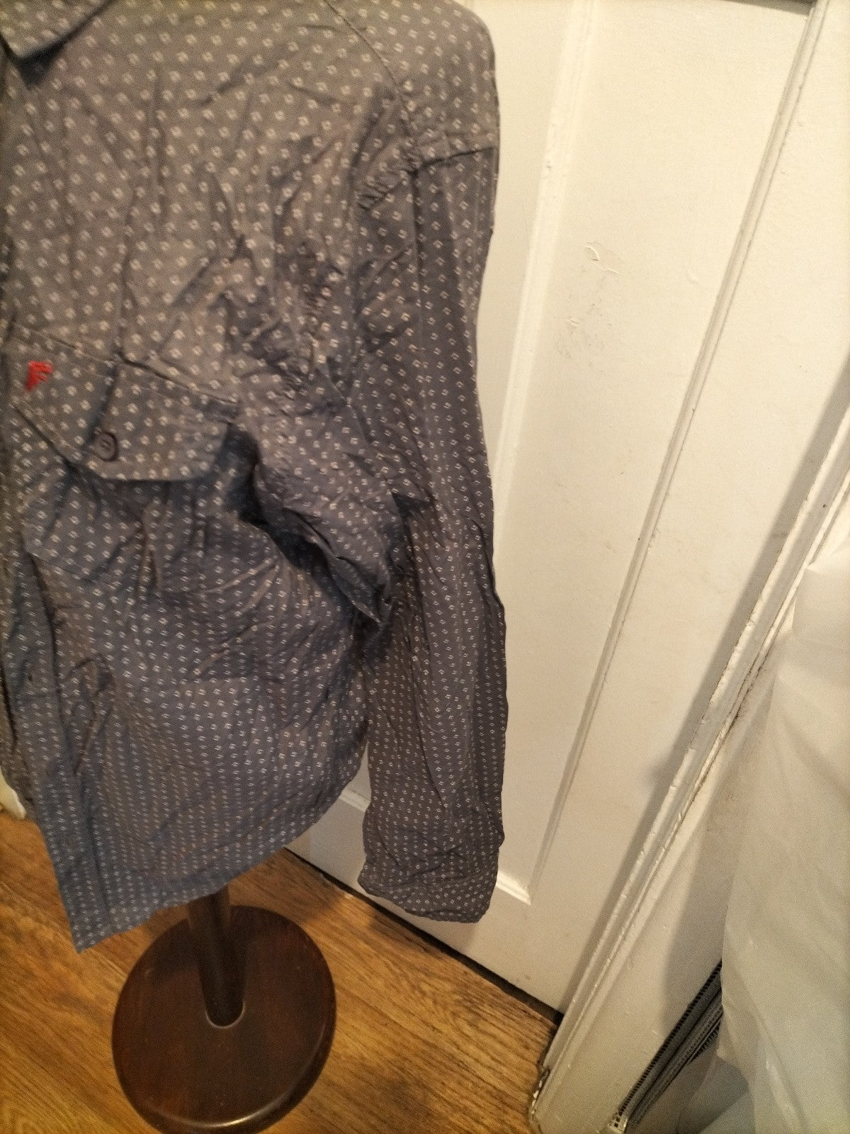 Mens Onfire Size Medium Grey Patterned Long Sleeved Shirt
