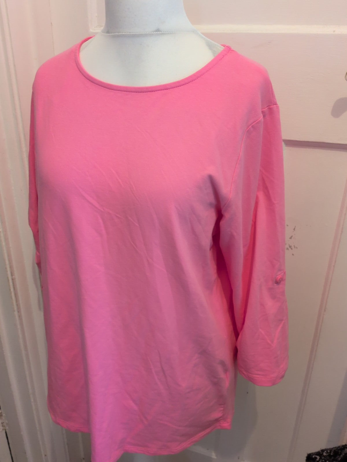 Ladies Pink XL Half Sleeve Round Neck Blouse