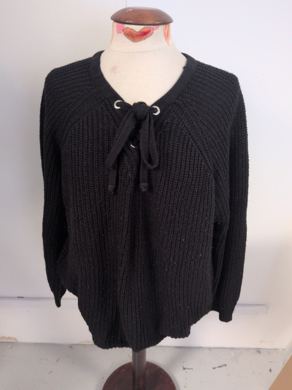 Yours 22-24 Black Knit Pullover Long Sleeve Jumper