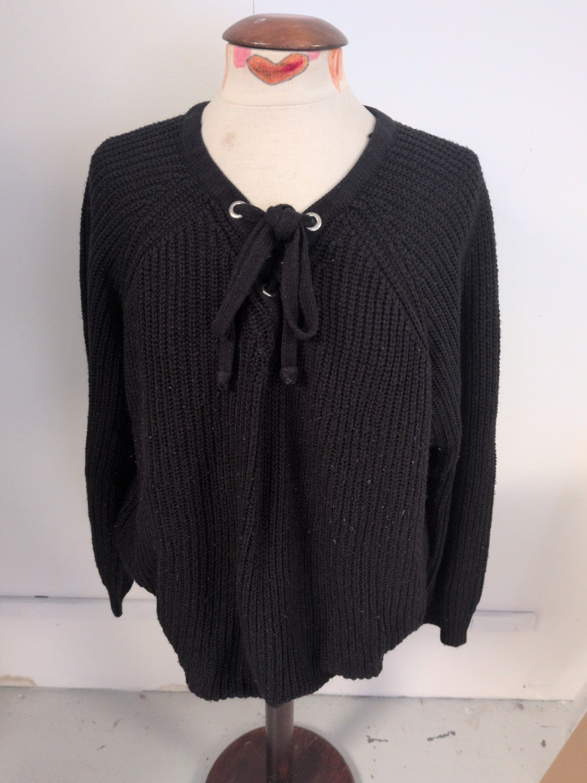 Yours 22-24 Black Knit Pullover Long Sleeve Jumper