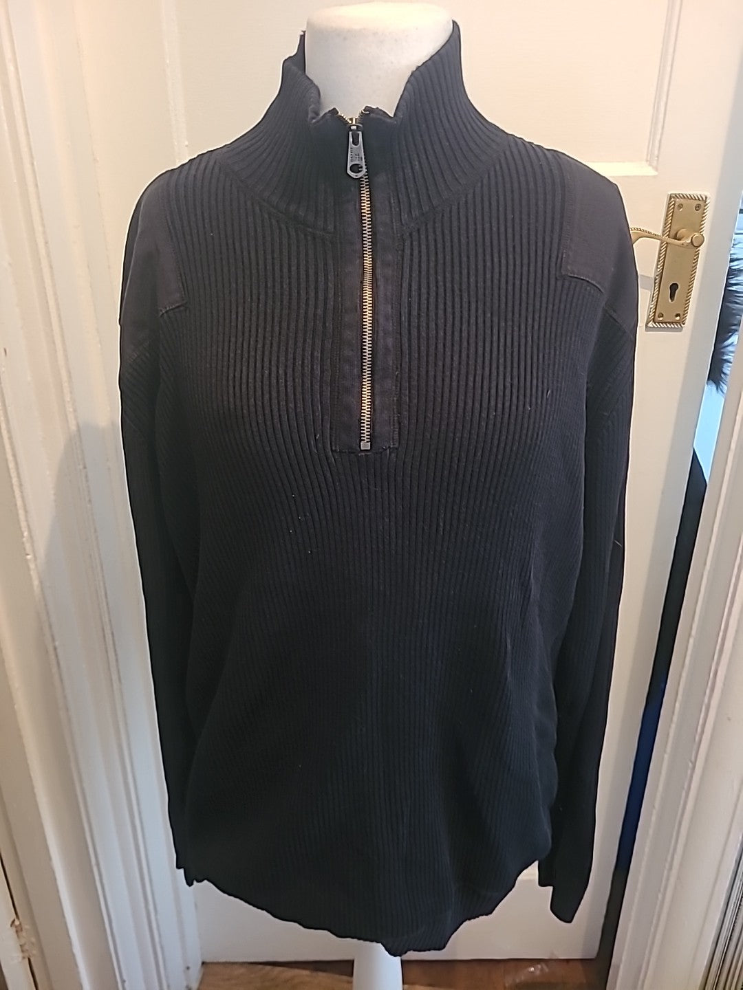 Mens Esprit Size Large Black Ribbed Long Sleeve Jumper