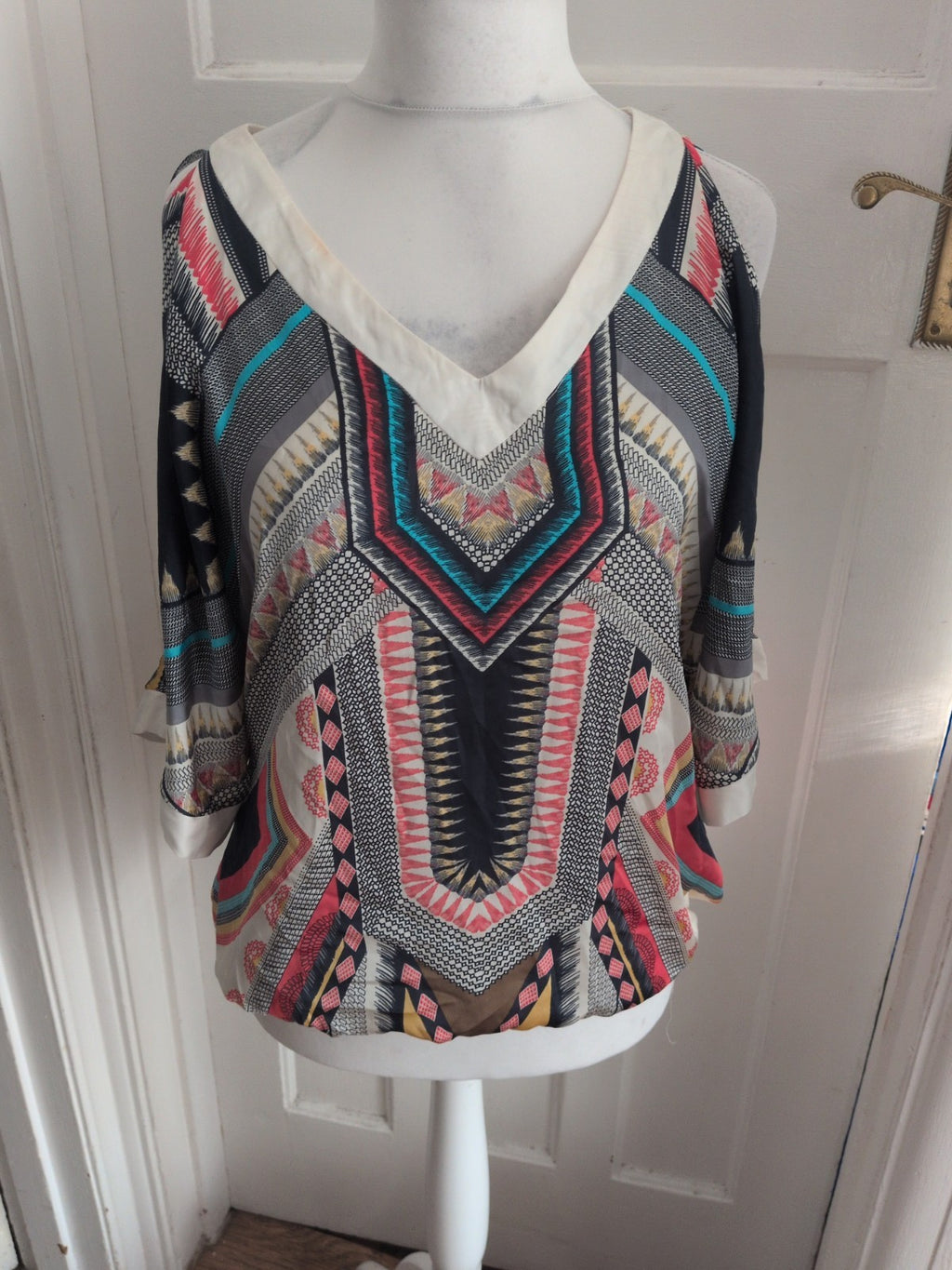 Wallis Medium Multi Aztec Short Sleeve Blouse