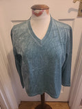 Ladies Casual Corner Size Large Turquoise V Neck Pullover Jumper