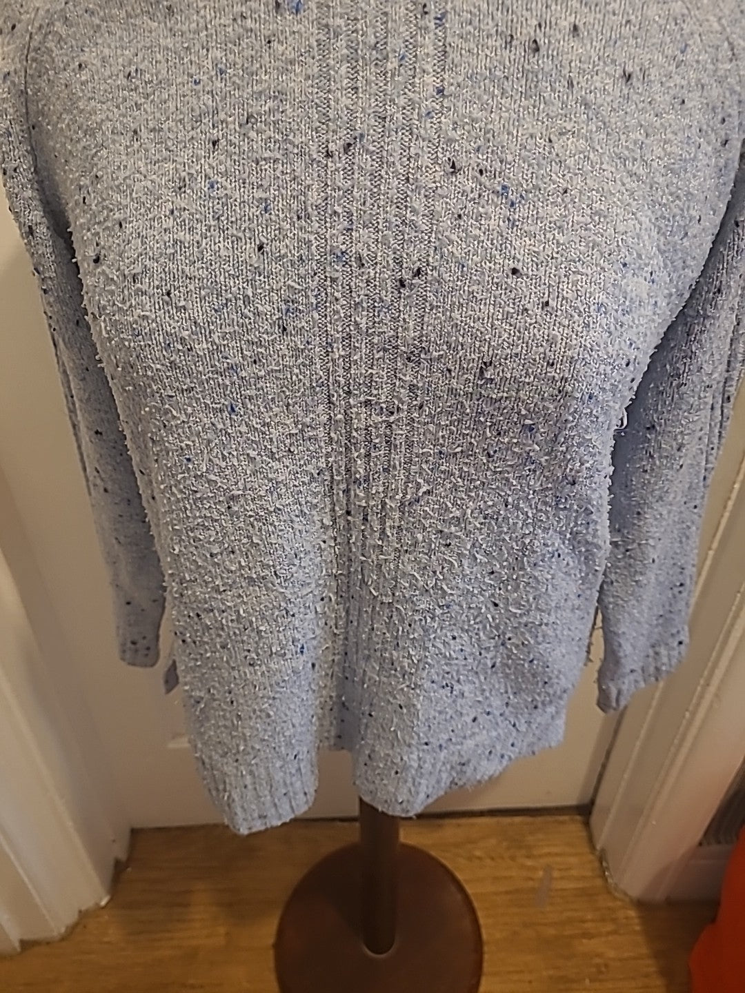 Ladies Marks And Spencer Size Small Blue With Black Flecks Long Sleeved Pullover