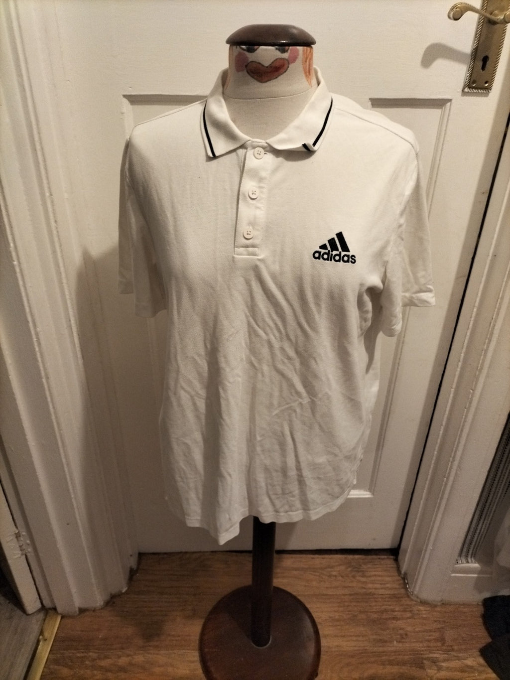 Mens Adidas Size Medium White Short Sleeved Polo
